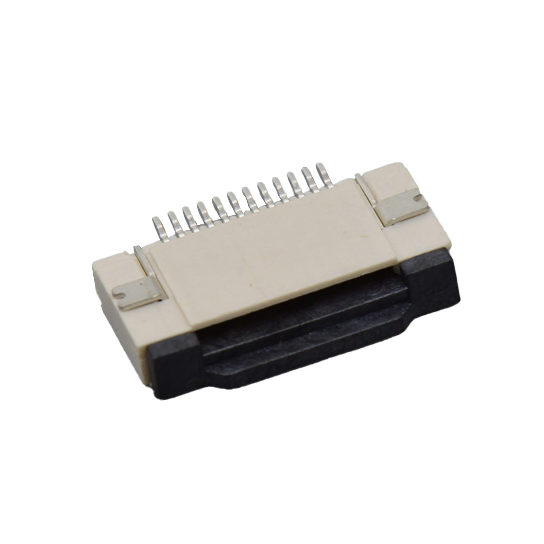 F0501 FPC FFC连接器Pitch 0.50mm 90°H2.00mm ZIF前掀盖下接触卧贴 FPC 12Pin米黄色 镀雾锡